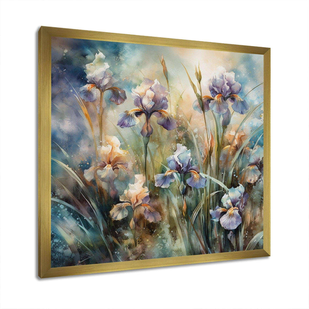 Purple Green Wild Iris I - Floral Canvas Wall Art