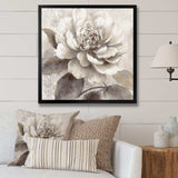 Grey Peonies On Branch II - Floral Canvas Wall Art