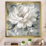 White Grey Peony Blooms In Motion I - Floral Canvas Wall Art