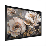 White Grey Peony Blooms In Motion IV - Floral Canvas Wall Art