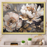 White Grey Peony Blooms In Motion IV - Floral Canvas Wall Art