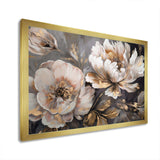 White Grey Peony Blooms In Motion IV - Floral Canvas Wall Art