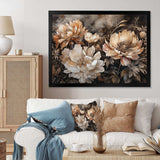 Cream Brown Peony Blooms In Motion - Floral Canvas Wall Art