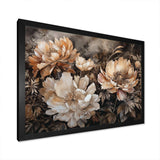 Cream Brown Peony Blooms In Motion - Floral Canvas Wall Art