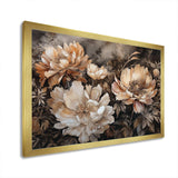 Cream Brown Peony Blooms In Motion - Floral Canvas Wall Art