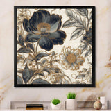 Blue Gold Peonies Symphony I - Floral Canvas Wall Art