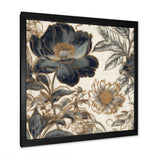 Blue Gold Peonies Symphony I - Floral Canvas Wall Art