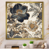 Blue Gold Peonies Symphony I - Floral Canvas Wall Art