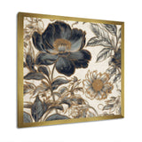 Blue Gold Peonies Symphony I - Floral Canvas Wall Art