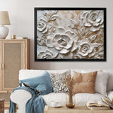 White Roses In Bloom - Floral Canvas Wall Art