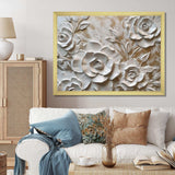 White Roses In Bloom - Floral Canvas Wall Art