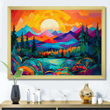 Vibrant Sunset Shining Over Mountains II - Landscapes Canvas Wall Art