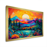 Vibrant Sunset Shining Over Mountains II - Landscapes Canvas Wall Art