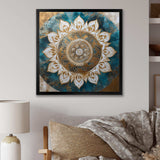 Teal And Gold Mandala II - Geometric Canvas Wall Art