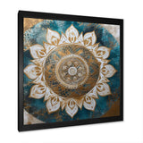 Teal And Gold Mandala II - Geometric Canvas Wall Art