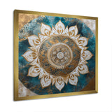 Teal And Gold Mandala II - Geometric Canvas Wall Art