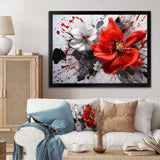 Red Grey Botanical Symphony I - Abstract Canvas Wall Art