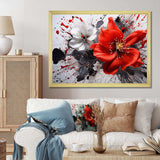 Red Grey Botanical Symphony I - Abstract Canvas Wall Art