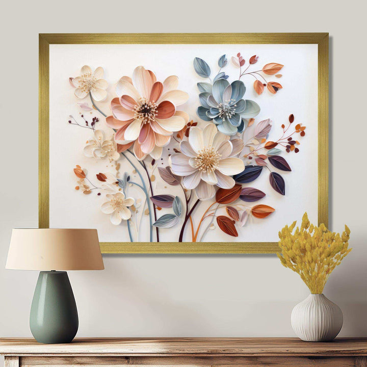 White Botanical Collage - Abstract Canvas Wall Art
