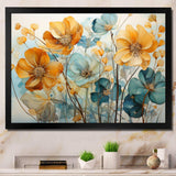 Teal Orange Botanical Fragments I - Abstract Canvas Wall Art