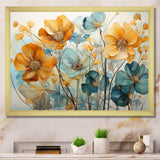 Teal Orange Botanical Fragments I - Abstract Canvas Wall Art