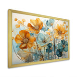 Teal Orange Botanical Fragments I - Abstract Canvas Wall Art