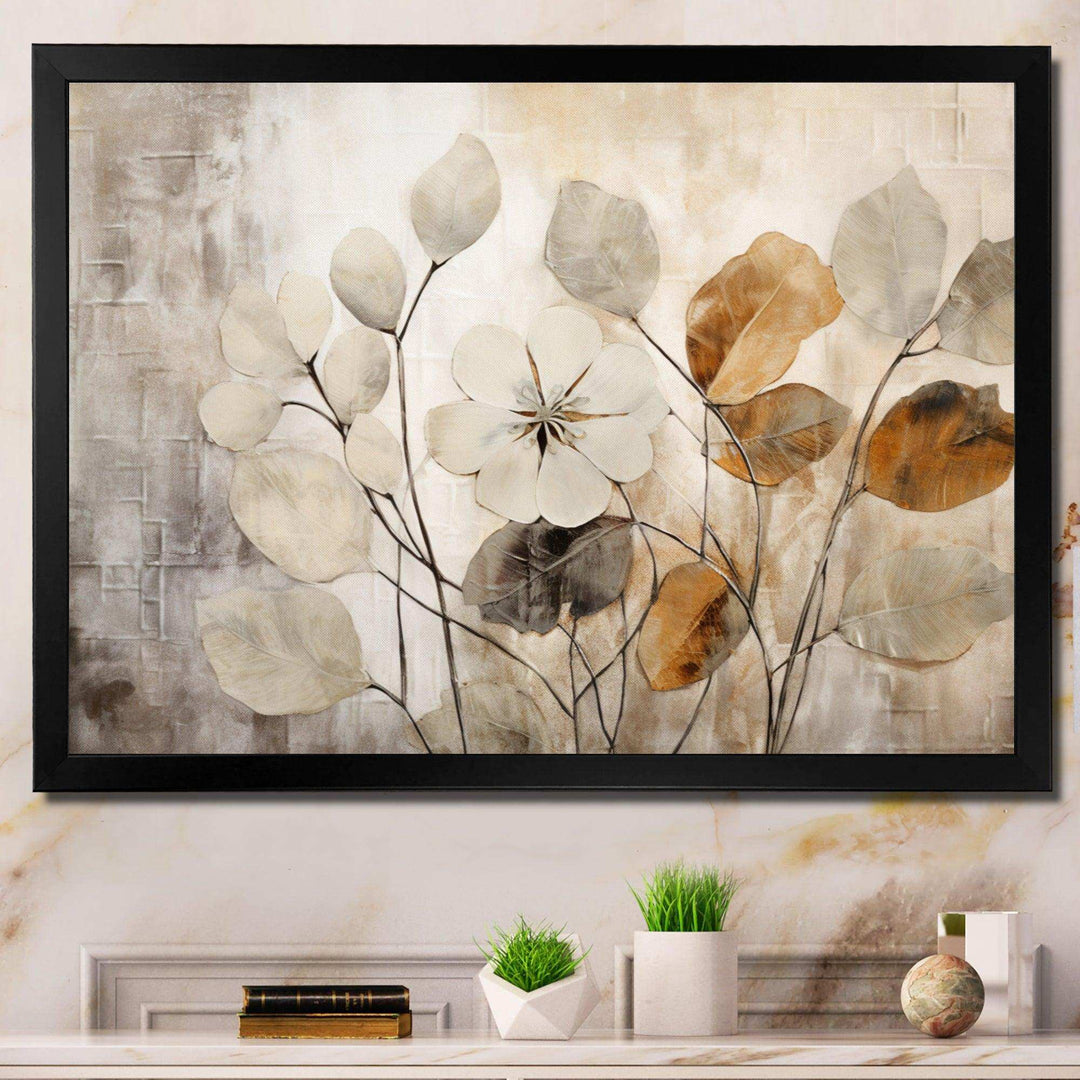 Idesignart beige botanical impressions iii abstract canvas wall art