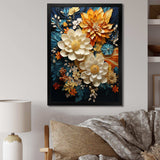 Orange Teal Botanical Whirlwind II - Abstract Canvas Wall Art