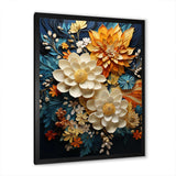 Orange Teal Botanical Whirlwind II - Abstract Canvas Wall Art