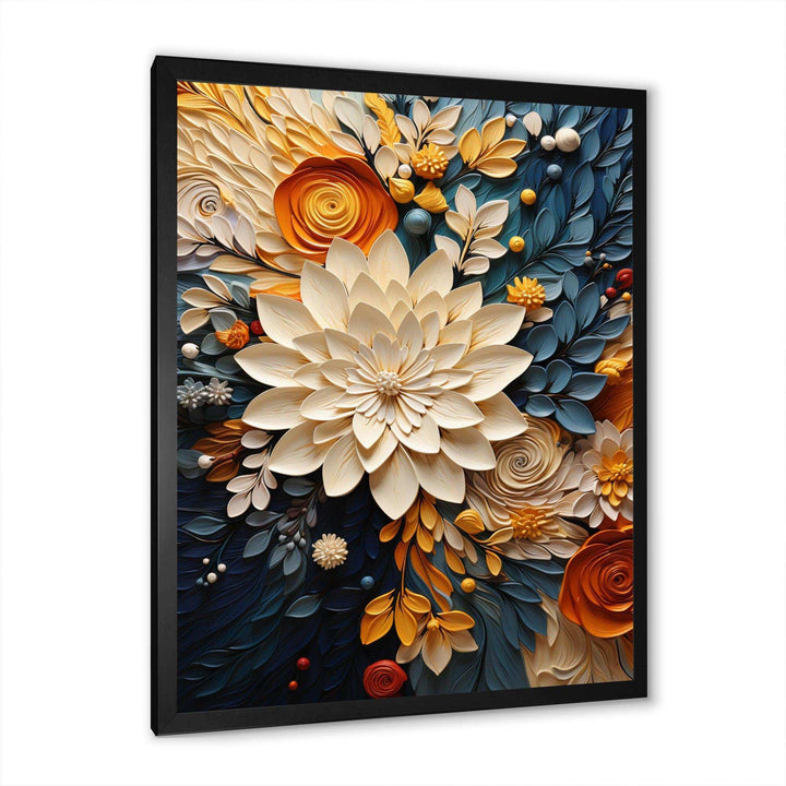 Idesignart orange teal botanical whirlwind iv abstract canvas wall art