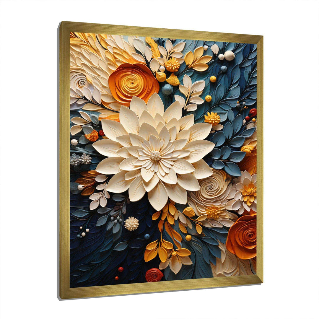 Idesignart orange teal botanical whirlwind iv abstract canvas wall art