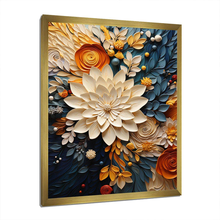 Idesignart orange teal botanical whirlwind iv abstract canvas wall art