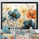 Teal Orange Petal Mosaics I - Abstract Canvas Wall Art