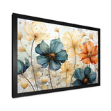 Teal Orange Petal Mosaics I - Abstract Canvas Wall Art