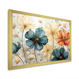 Teal Orange Petal Mosaics I - Abstract Canvas Wall Art