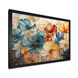 Teal Orange Petal Mosaics II - Abstract Canvas Wall Art