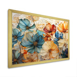 Teal Orange Petal Mosaics II - Abstract Canvas Wall Art