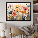 Coral Orange Whimsical Botanical Wilds I - Abstract Canvas Wall Art