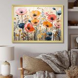 Coral Orange Whimsical Botanical Wilds I - Abstract Canvas Wall Art