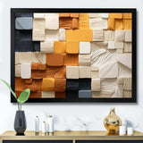 Cubic Yellow And Grey Fiber II - Abstract Canvas Wall Art