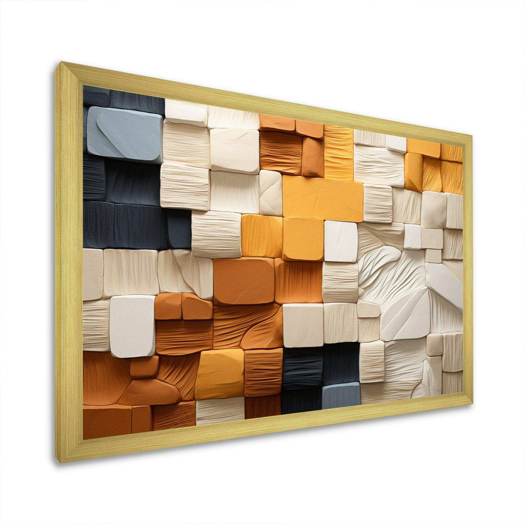 Cubic Yellow And Grey Fiber II - Abstract Canvas Wall Art
