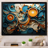 Teal Yellow Abstract Fractal Collage Melodies II - Abstract Canvas Wall Art