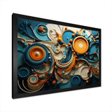 Teal Yellow Abstract Fractal Collage Melodies II - Abstract Canvas Wall Art