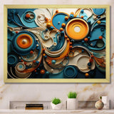 Teal Yellow Abstract Fractal Collage Melodies II - Abstract Canvas Wall Art