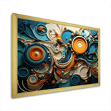 Teal Yellow Abstract Fractal Collage Melodies II - Abstract Canvas Wall Art