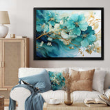 Teal Gold Abstract Fractal Mystic Mirage I - Abstract Canvas Wall Art