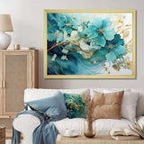 Teal Gold Abstract Fractal Mystic Mirage I - Abstract Canvas Wall Art