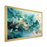 Teal Gold Abstract Fractal Mystic Mirage I - Abstract Canvas Wall Art