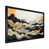 Grey Orange Line Art Landscape - Abstract Canvas Wall Art