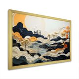 Grey Orange Line Art Landscape - Abstract Canvas Wall Art